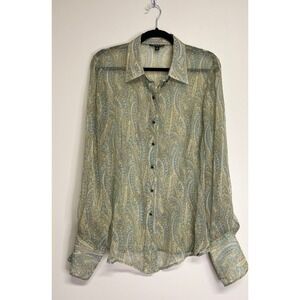 Pamela Dennis Women's Sheer Paisley Button Down Blouse Size‎ 14